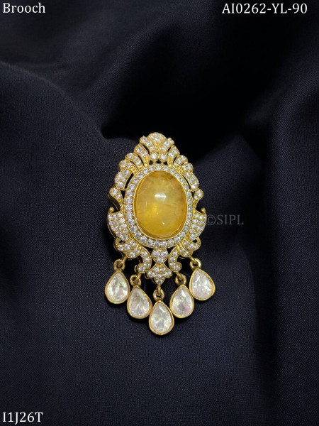 Beautiful Moissanite Polki Brooch