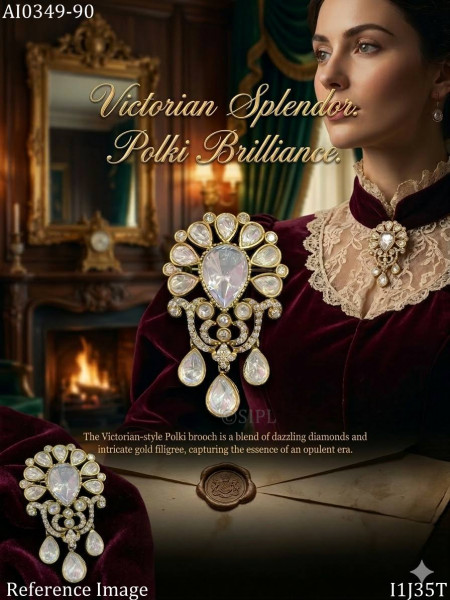 Beautiful Moissanite Polki Brooch