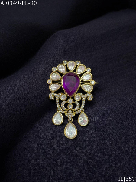 Beautiful Moissanite Polki Brooch