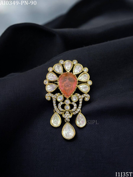 Beautiful Moissanite Polki Brooch