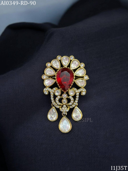 Beautiful Moissanite Polki Brooch