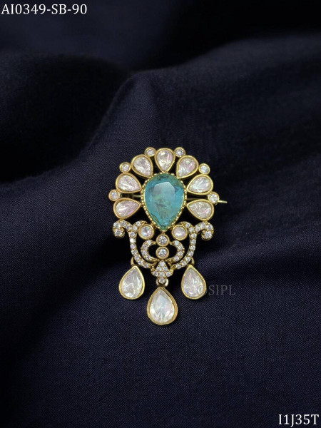Beautiful Moissanite Polki Brooch