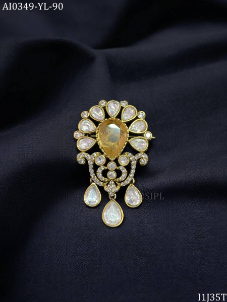 Beautiful Moissanite Polki Brooch