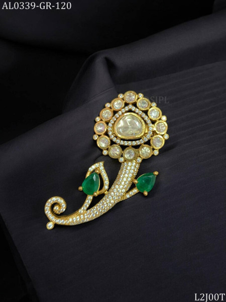 Polki Diamond Brooch For Men