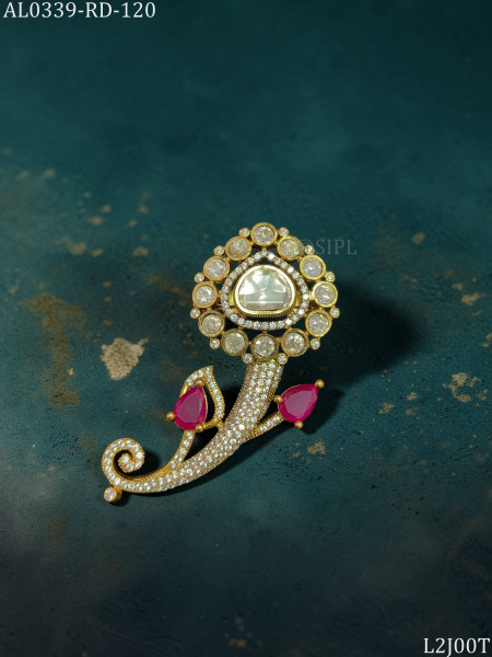 Polki Diamond Brooch For Men