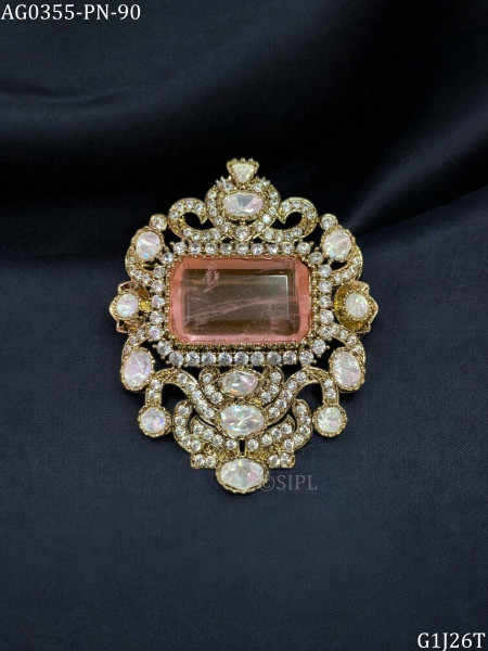 Moissanite polki brooch