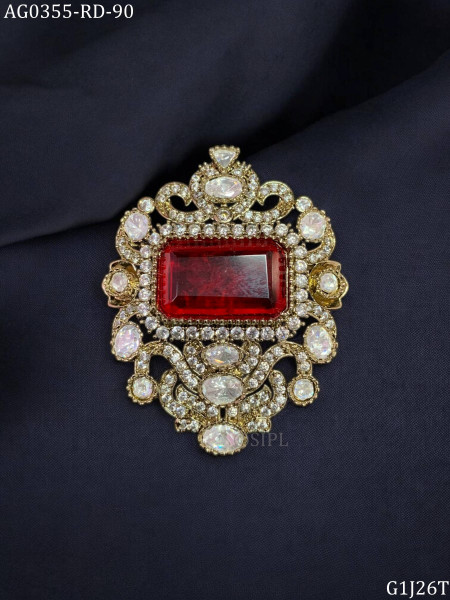 Moissanite polki brooch