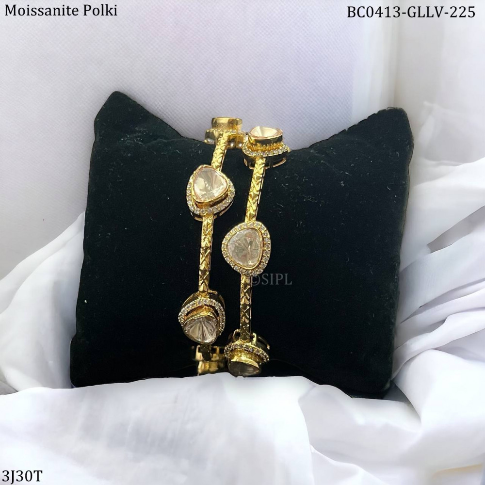 Image of Golden plating moissanite openable bangles