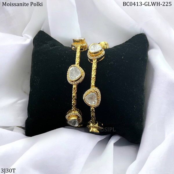 Golden plating moissanite openable bangles