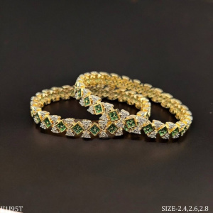 Emerald Elegance Rhombus Bangle Pair