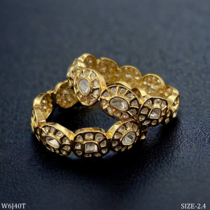 Golden Moissanite  Polki Bangle