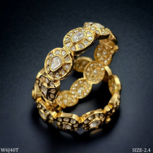 Golden Moissanite  Polki Bangle