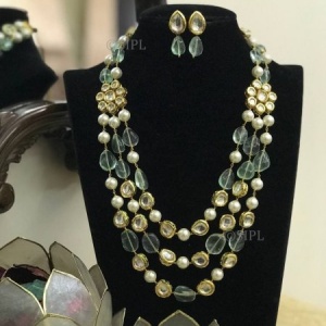 Stylish Rainbow Quartz Kundan Fusion Necklace