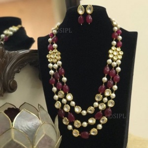 Stylish Rainbow Quartz Kundan Fusion Necklace
