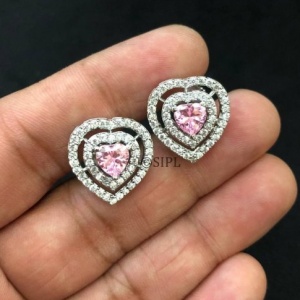 Beautiful Smart Heart Shape American Diamond Earring