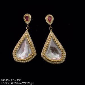 Classic Gold Tone Kundan Polki Chandbali