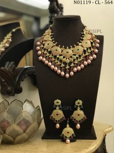 Antique Design Gold plated & Beautiful Pearl Designer Necklace Set