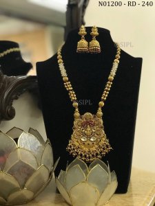 Amazing Gold Plated Southern Style Goddess Laxmi Necklace Set