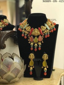 Contemporary Handmade Necklace With Temple Jewellery