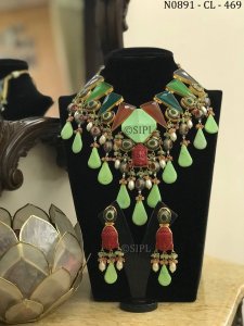 Amazing Design Monalisa Stone Gold Plated Necklace Set