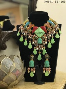 Amazing Design Monalisa Stone Gold Plated Necklace Set