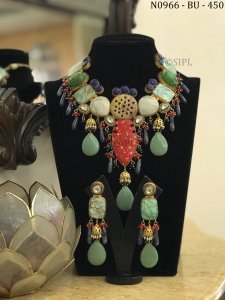 Beautiful Natural Baroque Stone Necklace Set