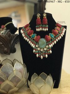 Beautiful Contemporary Handmade Necklace With Temple Jewellery