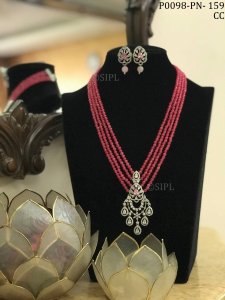 Designer American Diamond Pendant Set