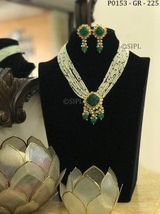 Beautiful Carved Stone Pendant Set