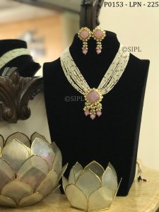Beautiful Carved Stone Pendant Set