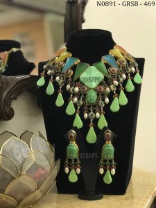 Amazing Design Monalisa Stone Gold Plated Necklace Set