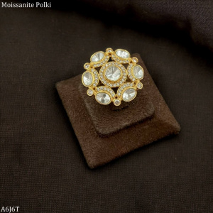 Radiant Halo Moissanite Polki Ring