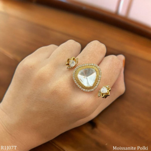 Moissanite Polki Duo Triangle Ring