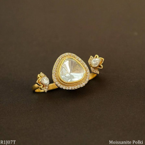 Moissanite Polki Duo Triangle Ring