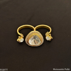 Moissanite Polki Duo Triangle Ring