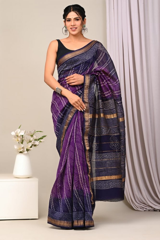Chandrika Cotton Silk Handblock Print Saree