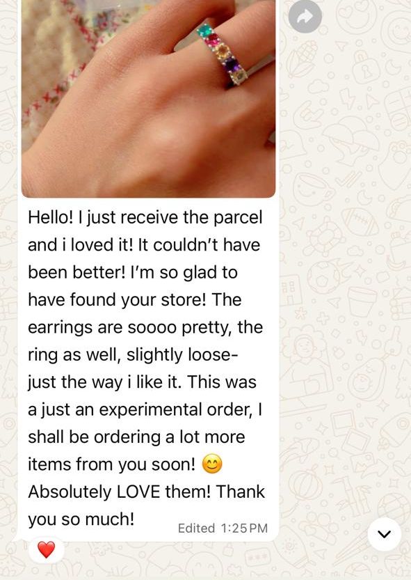 Hello! I just recieve the parcel and i loved it! It couldn't have been better!