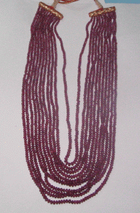 Image of 11 Strand  Necklace Indian Ruby Plain Beads