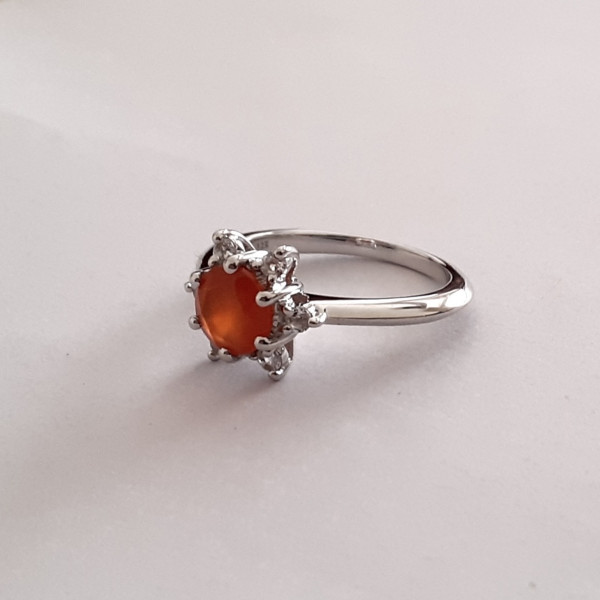 Image of Carnelian Solitaire 925 Sterling Silver Ring
