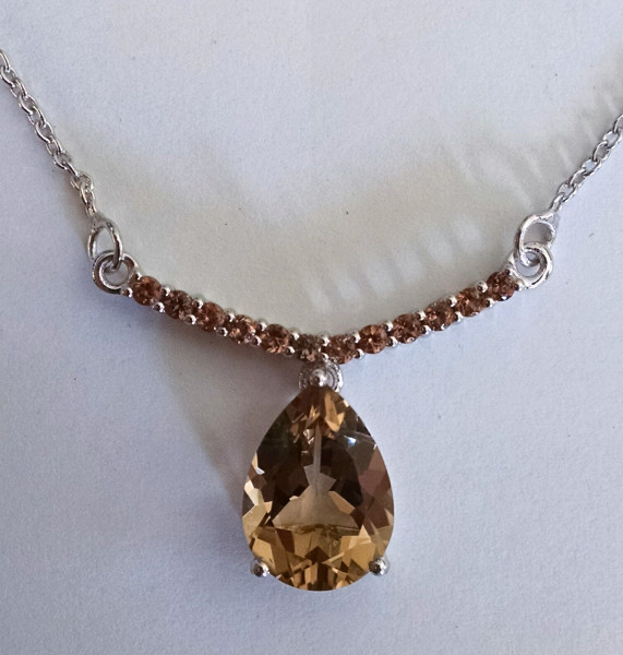 Image of Whisky Quartz and Rhodolite Garnet 925 Sterling Silver Necklace