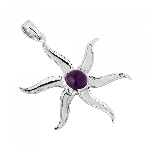 Image of Amethyst Silver Sun Pendant