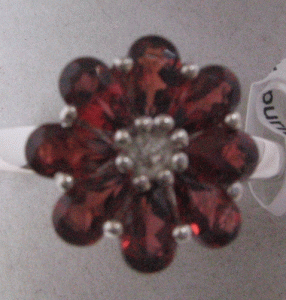 Image of Garnet Pear Cut Silver Ring