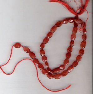Image of carnelian oval fac. beads