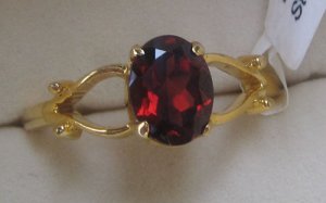 Image of Gold Ring with Garnet Oval Cut