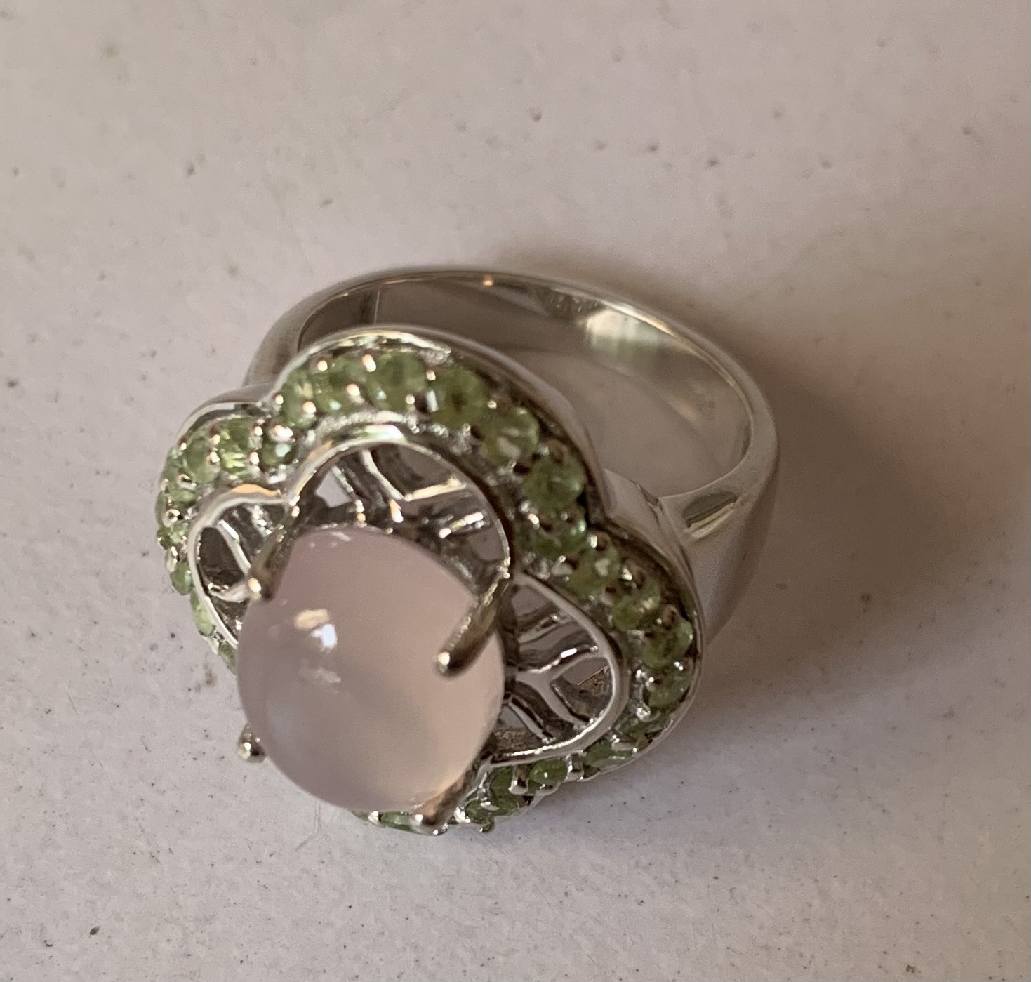 Rainbow Moonstone Silver Ring