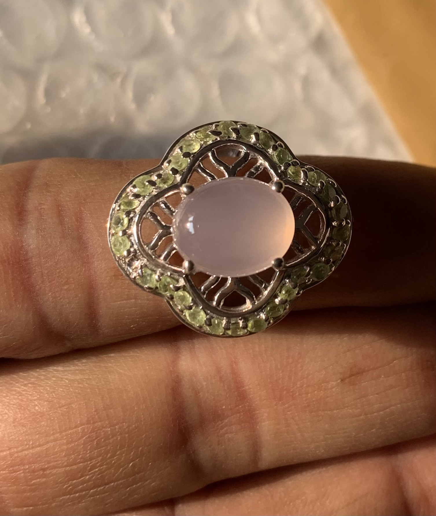 Rainbow Moonstone Silver Ring