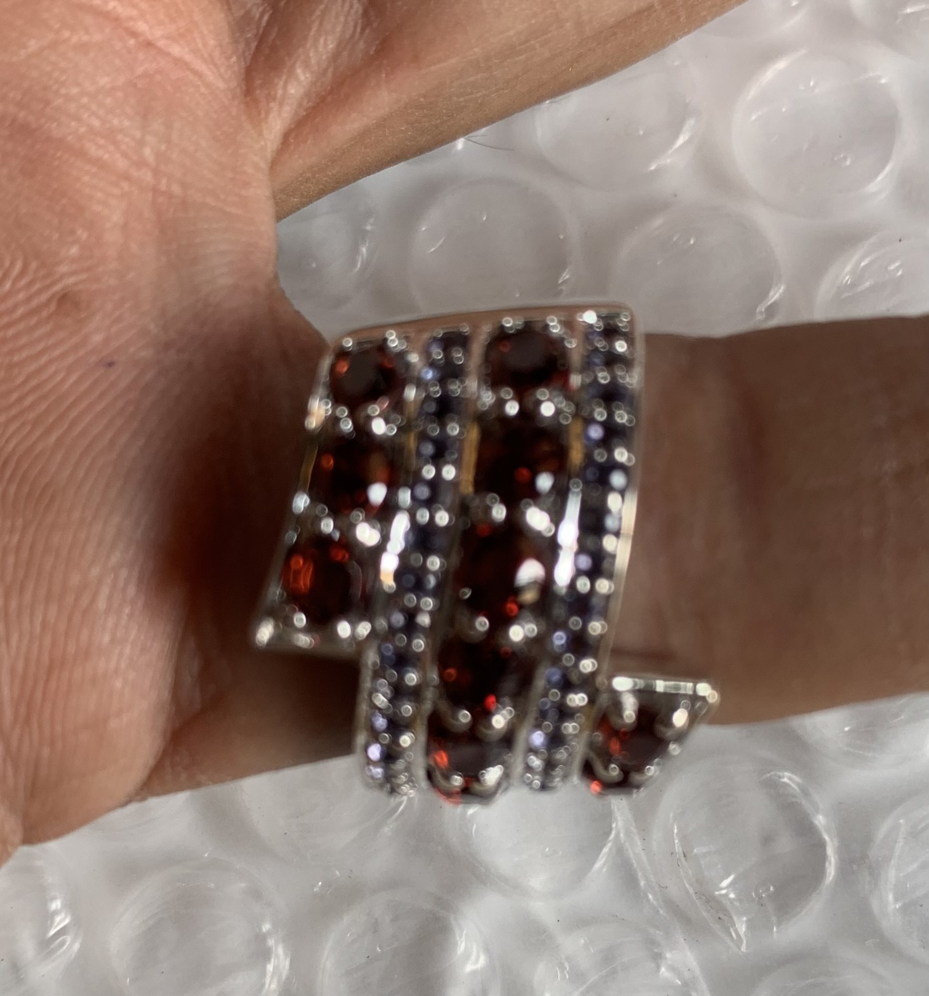 White topaz black spinel cluster