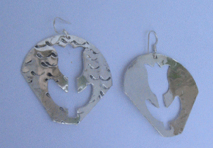 Image of Silver plated oxidised earring