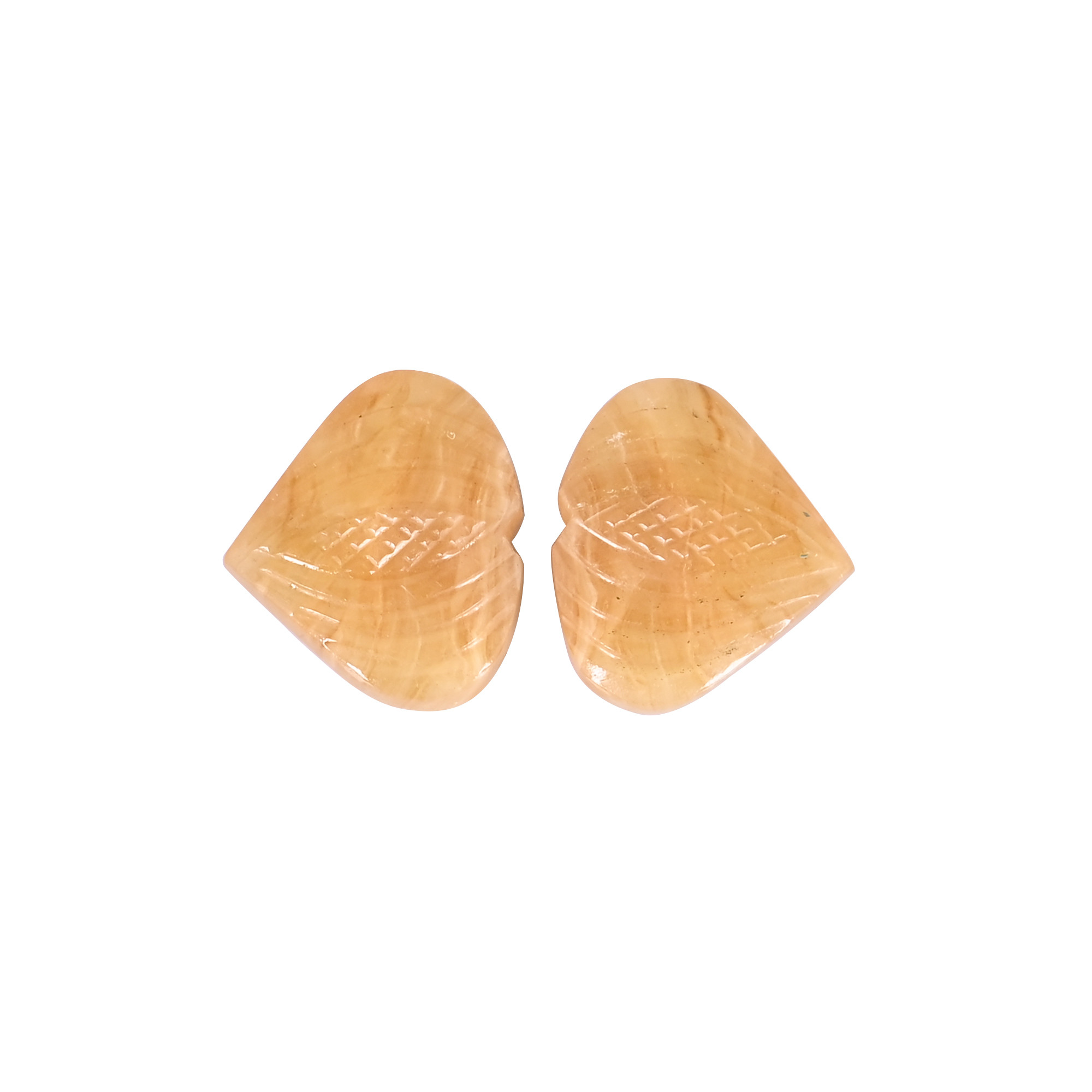 2 Pcs 71cts Yellow Fluorite Heart Shape Gemstone Lot Carving Loose Gemstone Gemstone For Jewelry Making Stone Ring