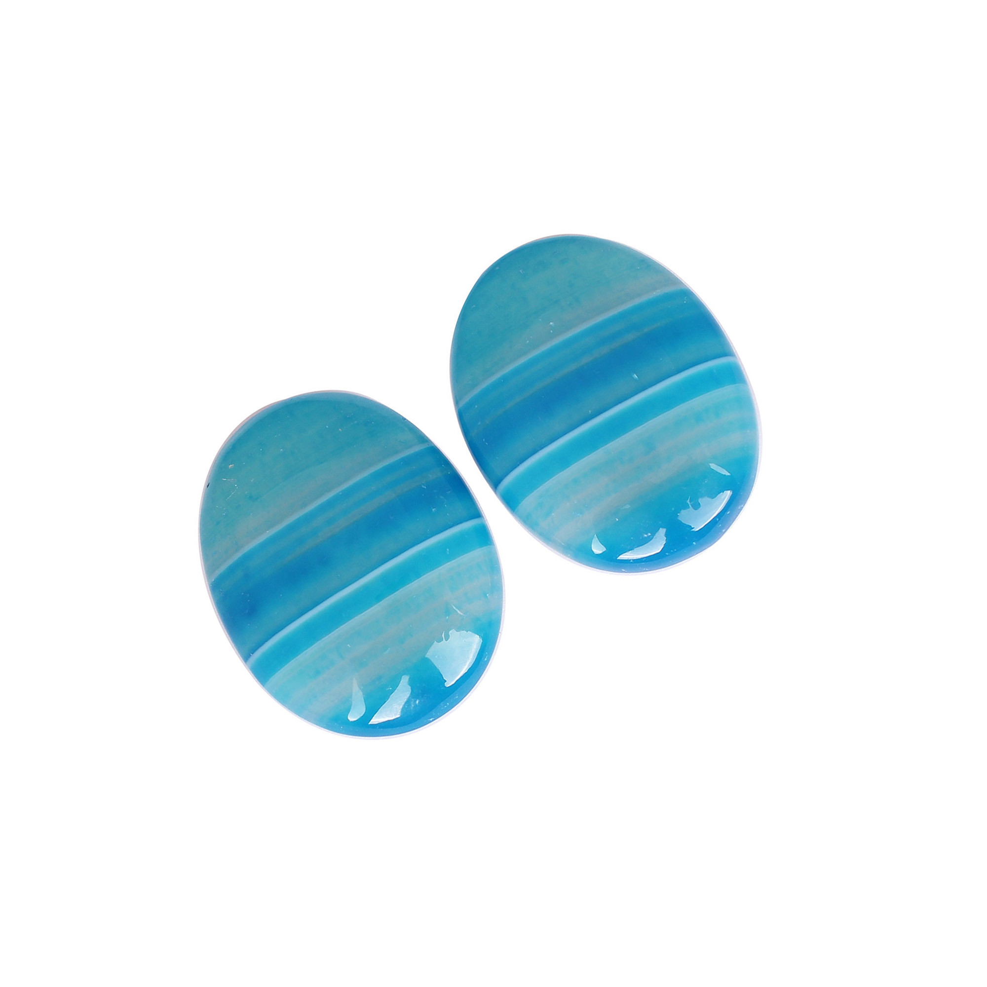Loose Oval Gemstone Blue Agate 7235cts Pair Gemstone Lot For Jewelry Making Stone For Earrings